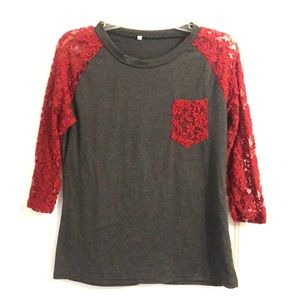 3/4 sleeve lace sleeved tee